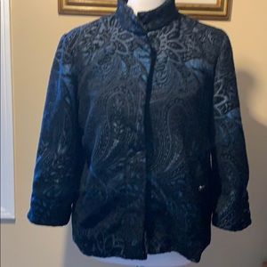 Chico’s Brocade jacket, black/blue.